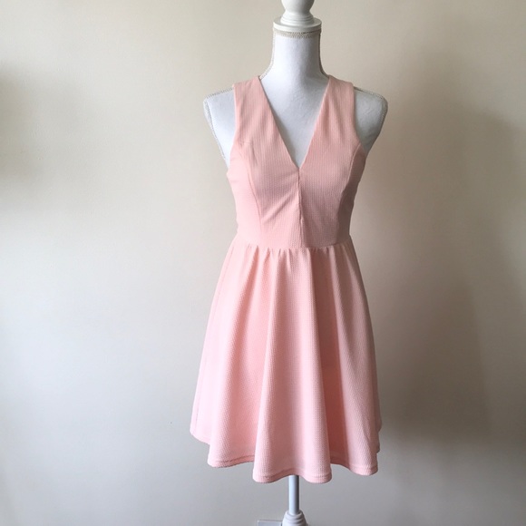 Lucca Couture Plunging Textured Fit + Flare Dress - Picture 4 of 8